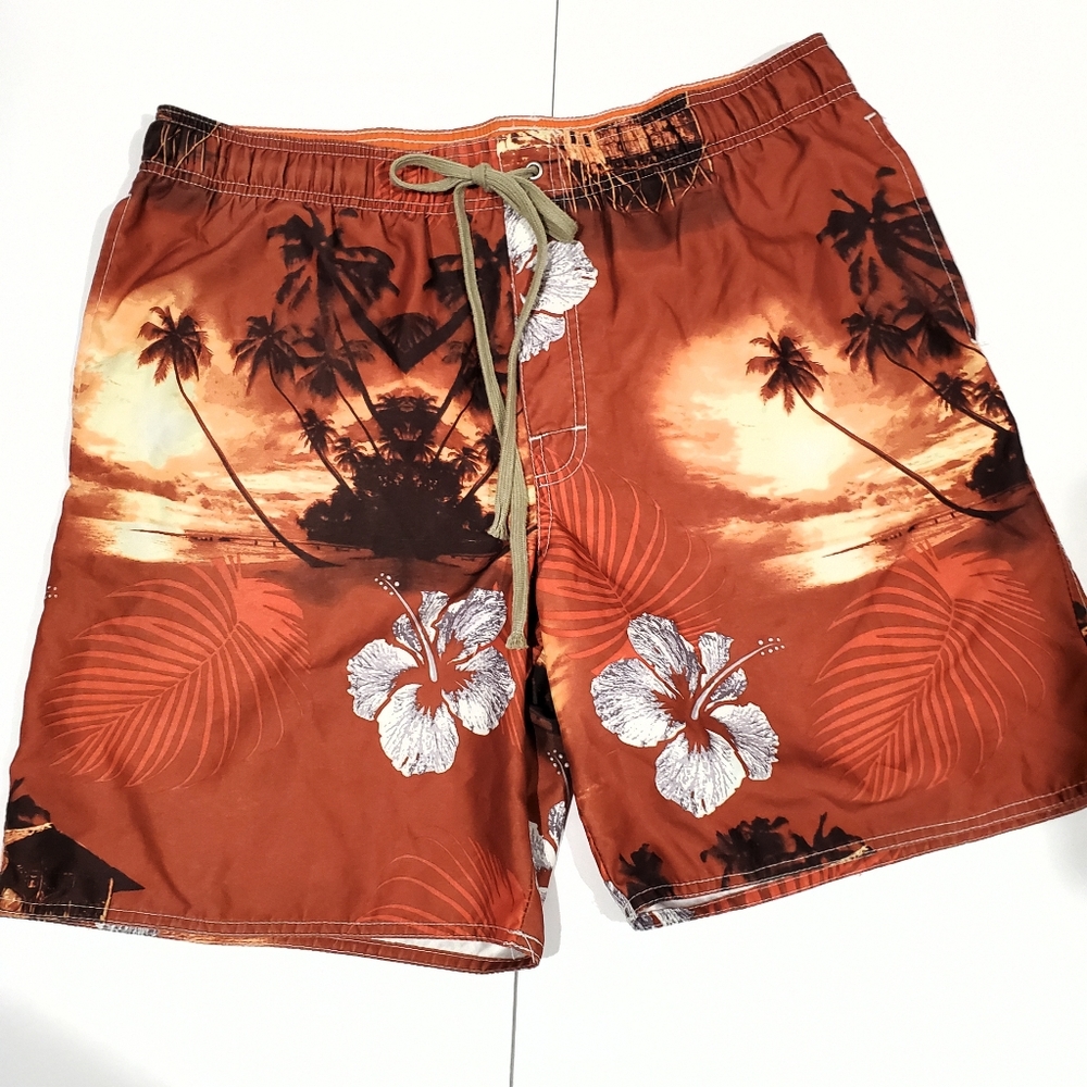 Croft & Barrow Tropic Print Swim Shorts Size M